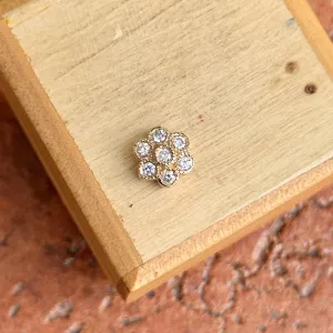 Estate 14KT Yellow Gold Diamond Flower Pendant Slide