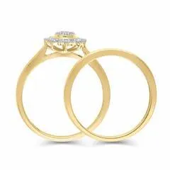 EternalDia 1/3 Cttw Diamond Sunburst-Style Engagement Bridal Set in 10K Yellow Gold (IJ/I3)