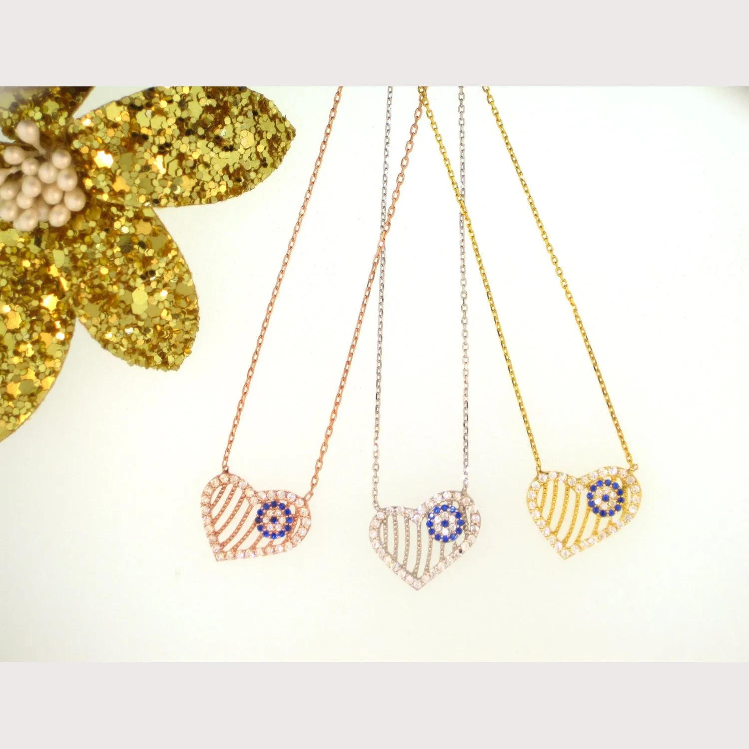 Evil Eye Heart Necklace