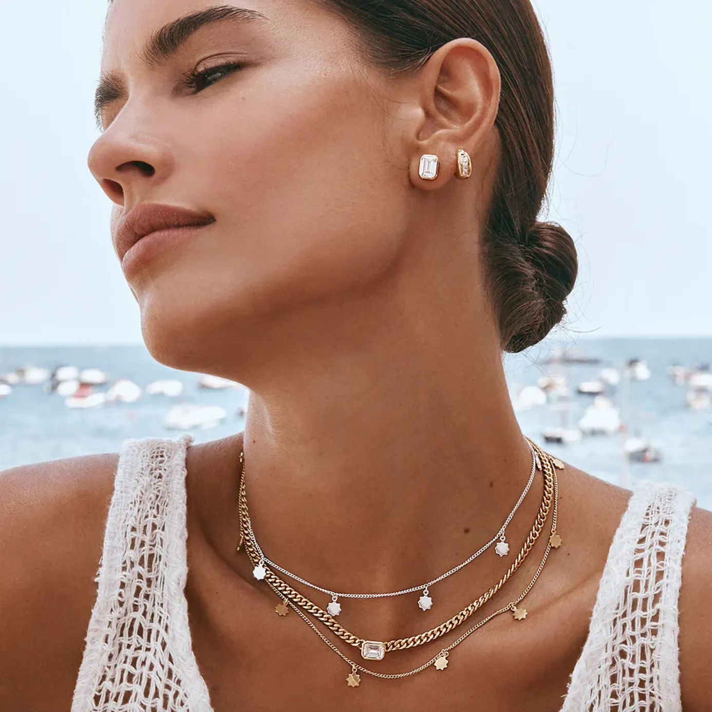 Fairley, Silver Sunshine Charm Necklace