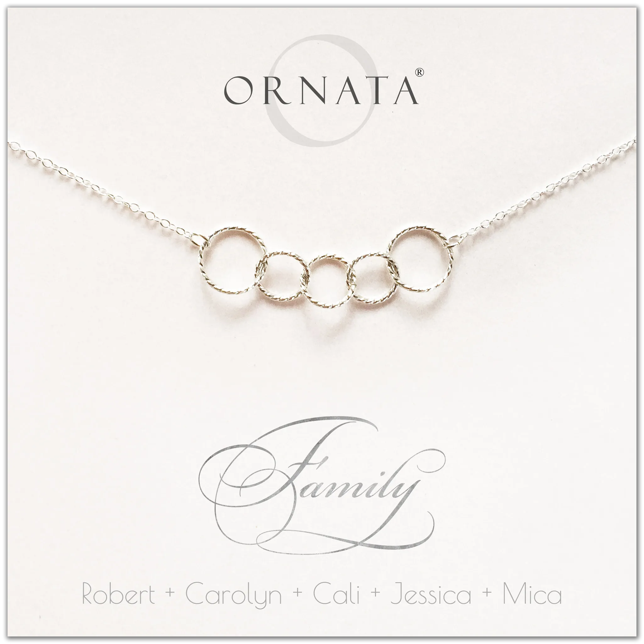 Family of Five PERSONALIZED Sterling Silver Necklace by Ornata