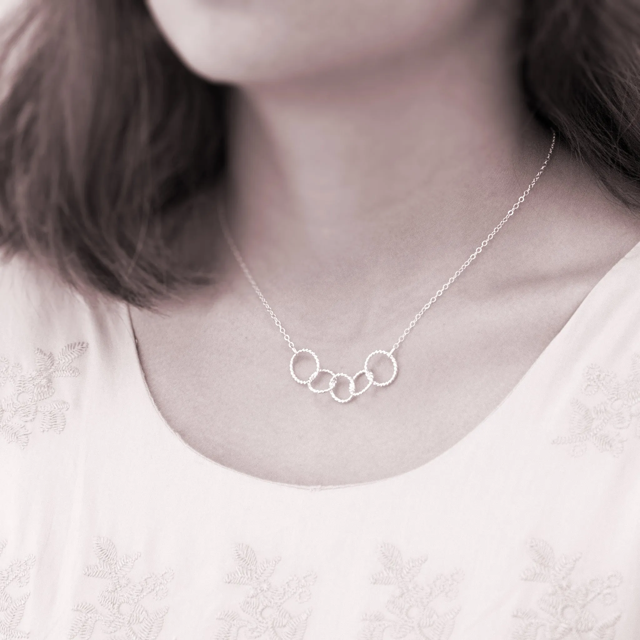 Family of Five PERSONALIZED Sterling Silver Necklace by Ornata
