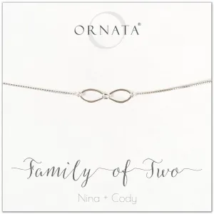 “Family of Two” Sterling Silver Bolo Bracelet on Personalized Jewelry Card