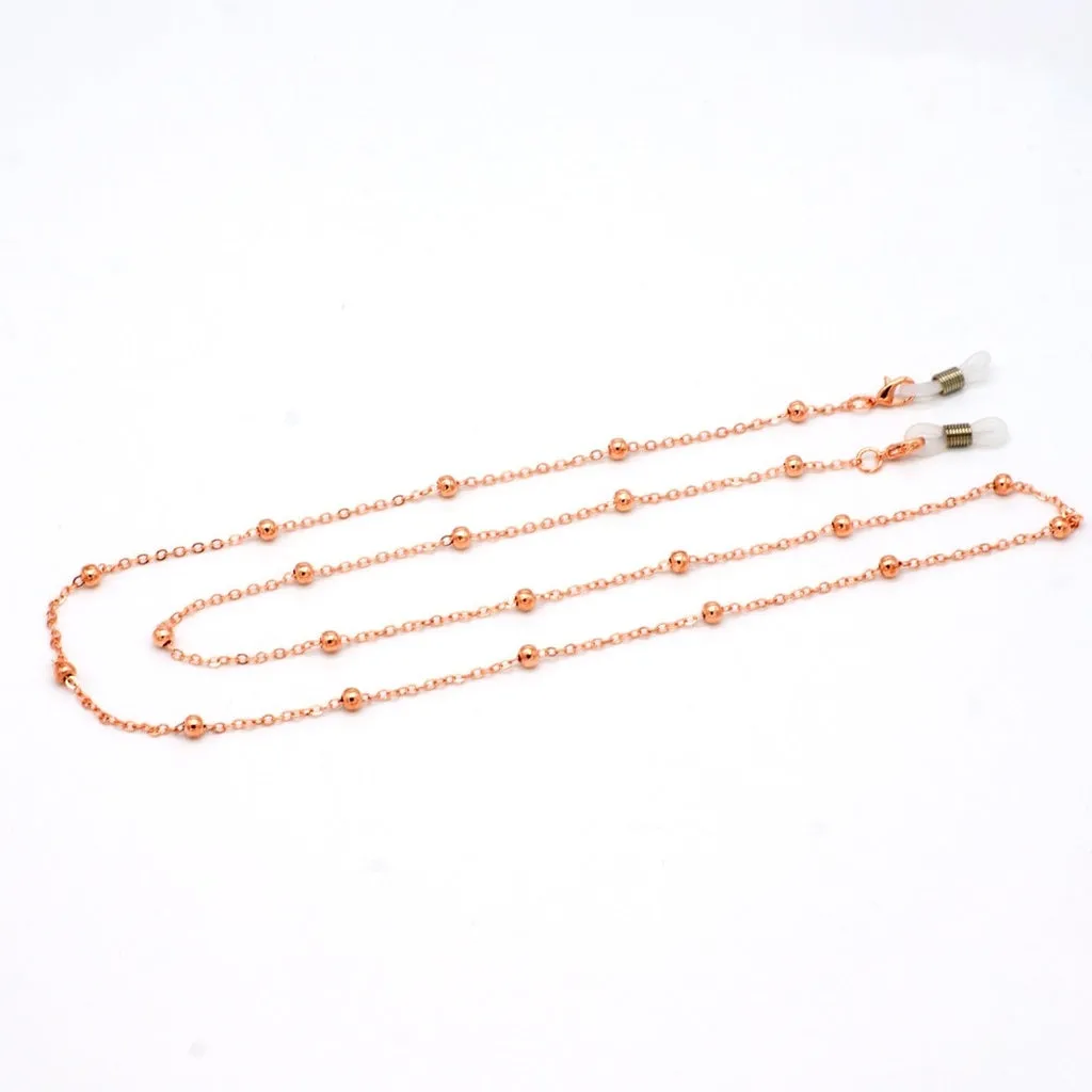 Fashion Copper Womens Gold Silver Eyeglass Chains Sunglasses Reading Beaded Glasses Chain Eyewears Cord Necklace Strap Rop