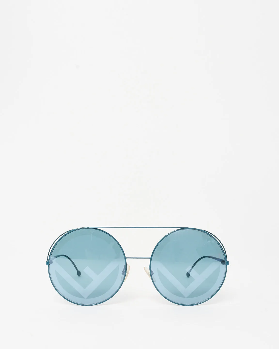 Fendi Blue FF Logo Round Sunglasses