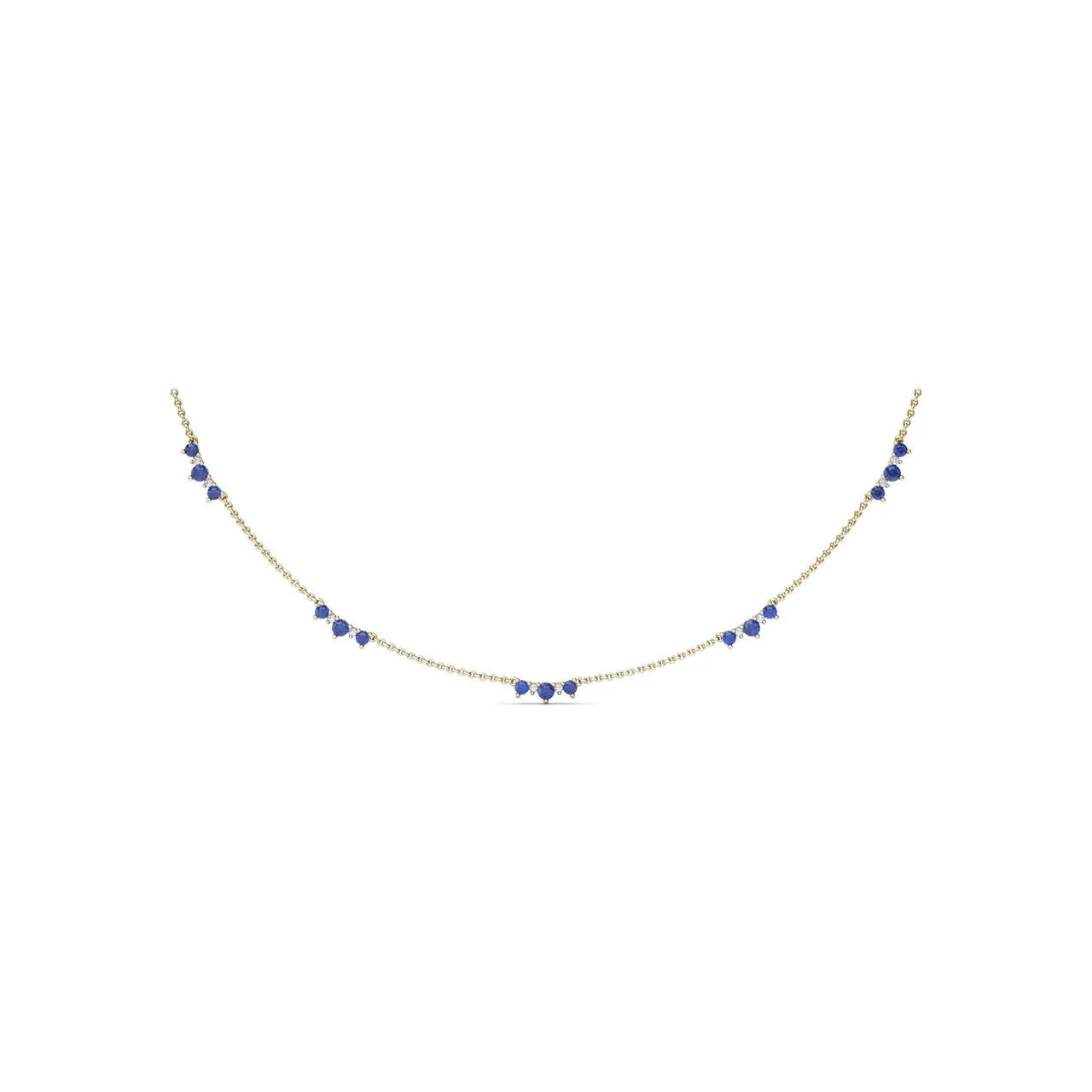Five Stone Sapphire and Diamond Station Necklace