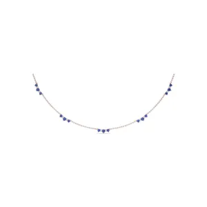 Five Stone Sapphire and Diamond Station Necklace