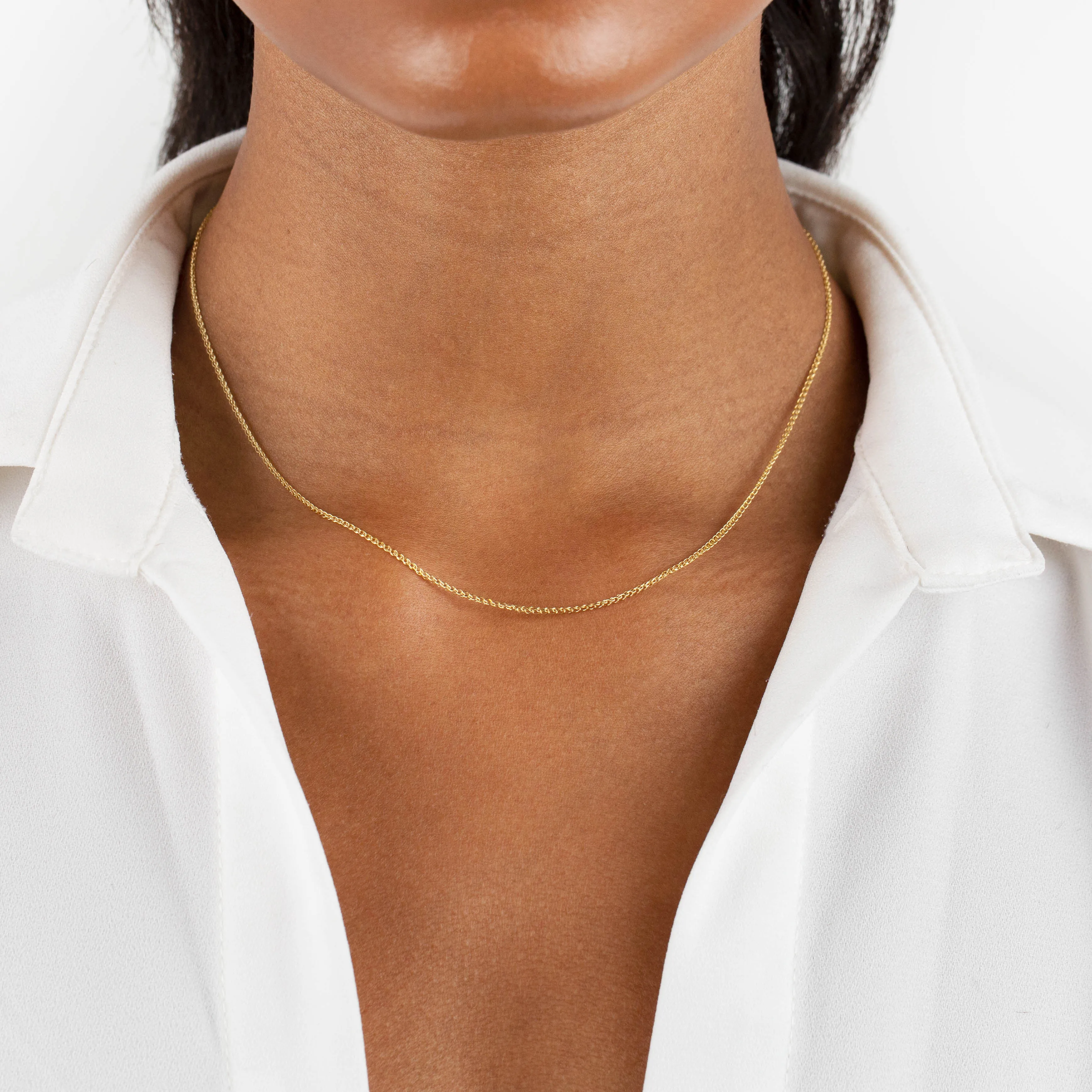 Flat Wheat Chain Necklace 14K