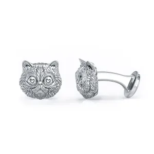 Fluffy Persian Love Cat Face Cufflinks