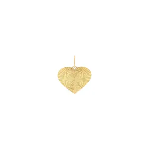 Fluted Heart Necklace Charm 14K