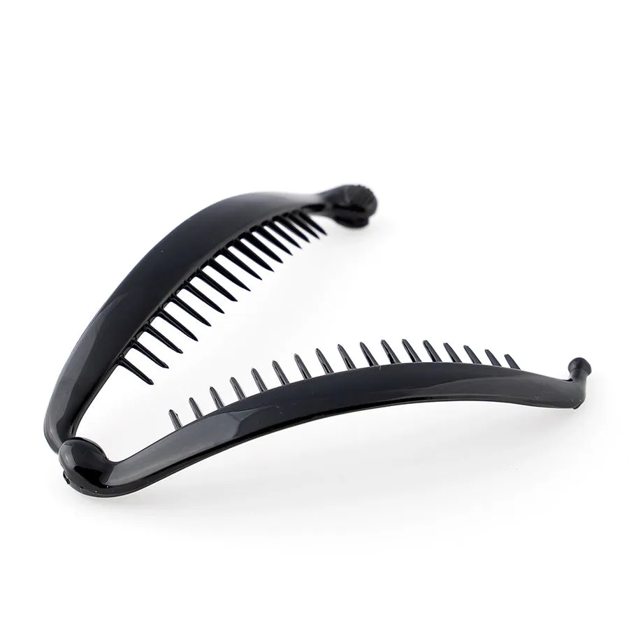 French Black Medium Banana Clip With Ball Closure
