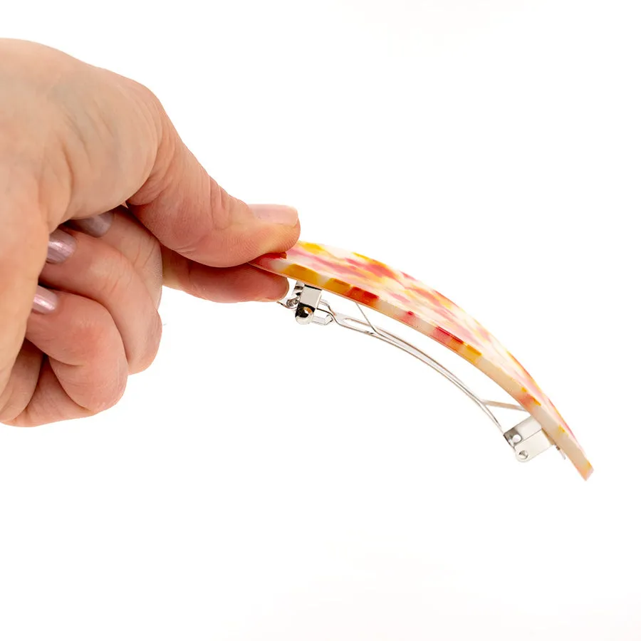 French Bright Colors Marble Oval Barrette