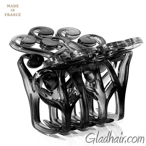 French Fancy Flat Black Plastic Hair Claw