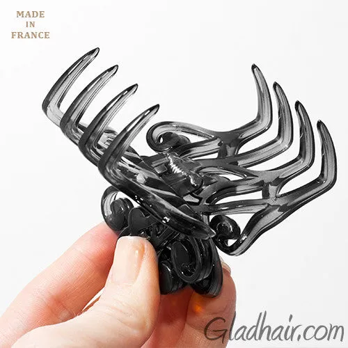 French Fancy Flat Black Plastic Hair Claw