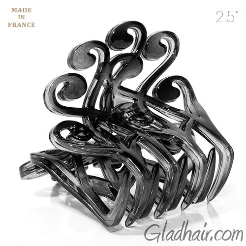 French Fancy Flat Black Plastic Hair Claw
