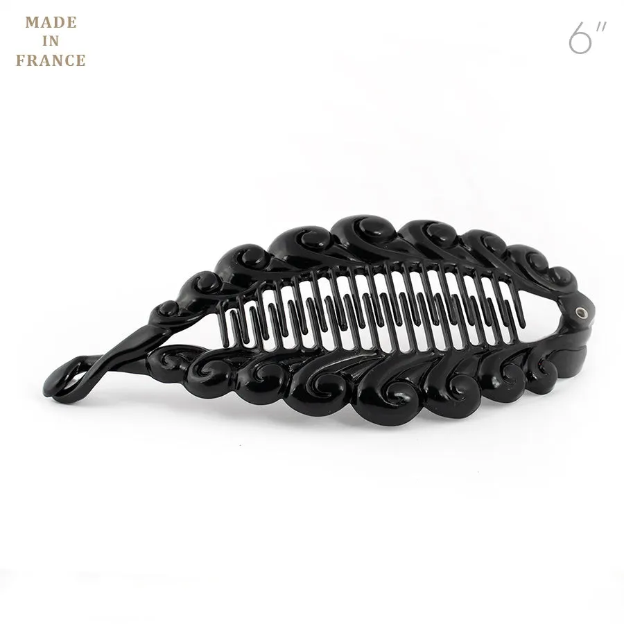 French Fancy Spiral Black Banana Hair Clip