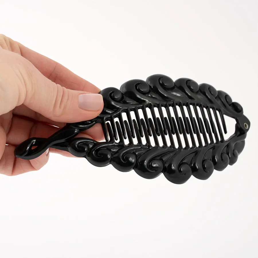 French Fancy Spiral Black Banana Hair Clip