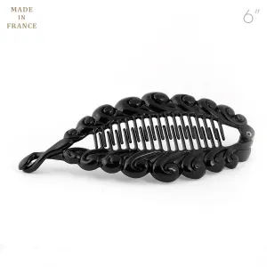 French Fancy Spiral Black Banana Hair Clip