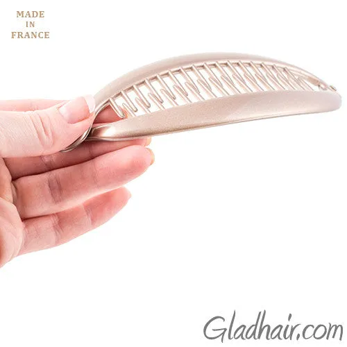 French Large Beige Pearlized Colored Banana Pony Clip
