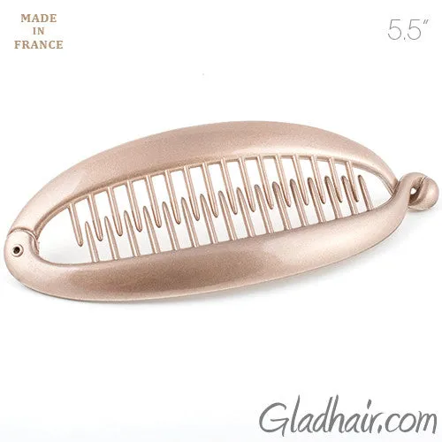 French Large Beige Pearlized Colored Banana Pony Clip