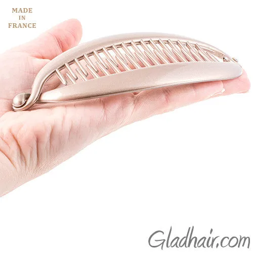 French Large Beige Pearlized Colored Banana Pony Clip