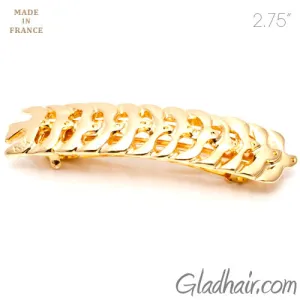 French Small Gold Color Metal Barrette