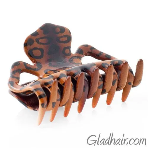 French Small Plastic Hair Claw With Leopard Pattern