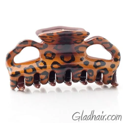 French Small Plastic Hair Claw With Leopard Pattern