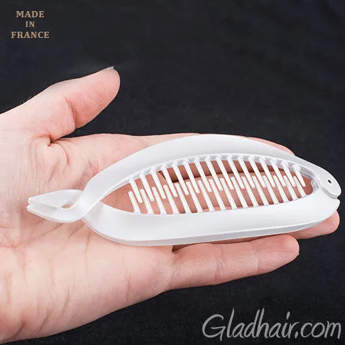 French Twisted Lock Style Silver Matte Banana Hair Clip