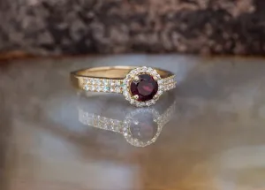 Garnet engagement ring-Garnet ring-Garnet engagement ring vintage- Promise ring-Branch engagement ring-Vintage wedding ring-Anniversary ring