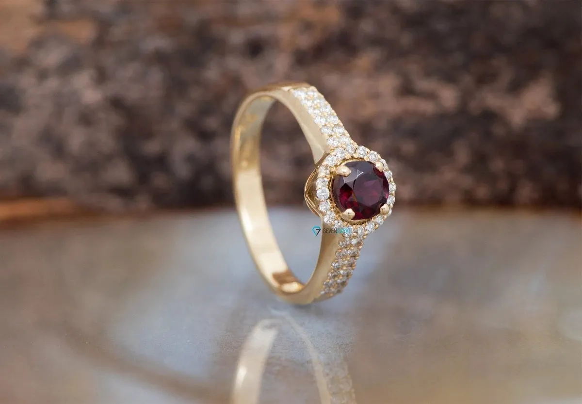 Garnet engagement ring-Garnet ring-Garnet engagement ring vintage- Promise ring-Branch engagement ring-Vintage wedding ring-Anniversary ring