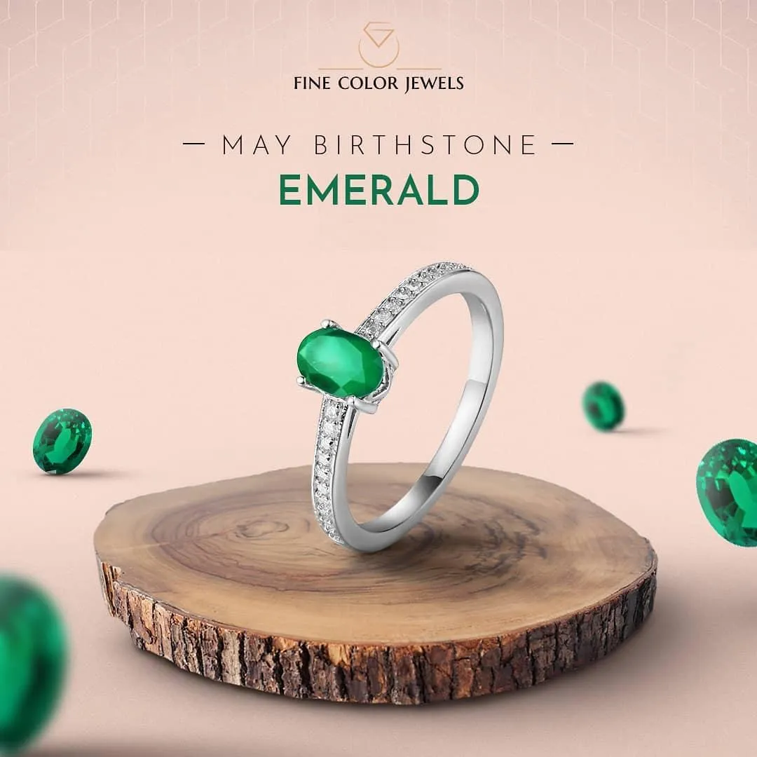 Genuine Solitaire Oval Cut Emerald Engagement Rings