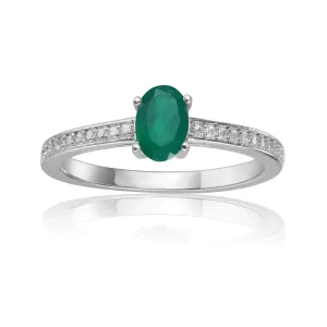 Genuine Solitaire Oval Cut Emerald Engagement Rings
