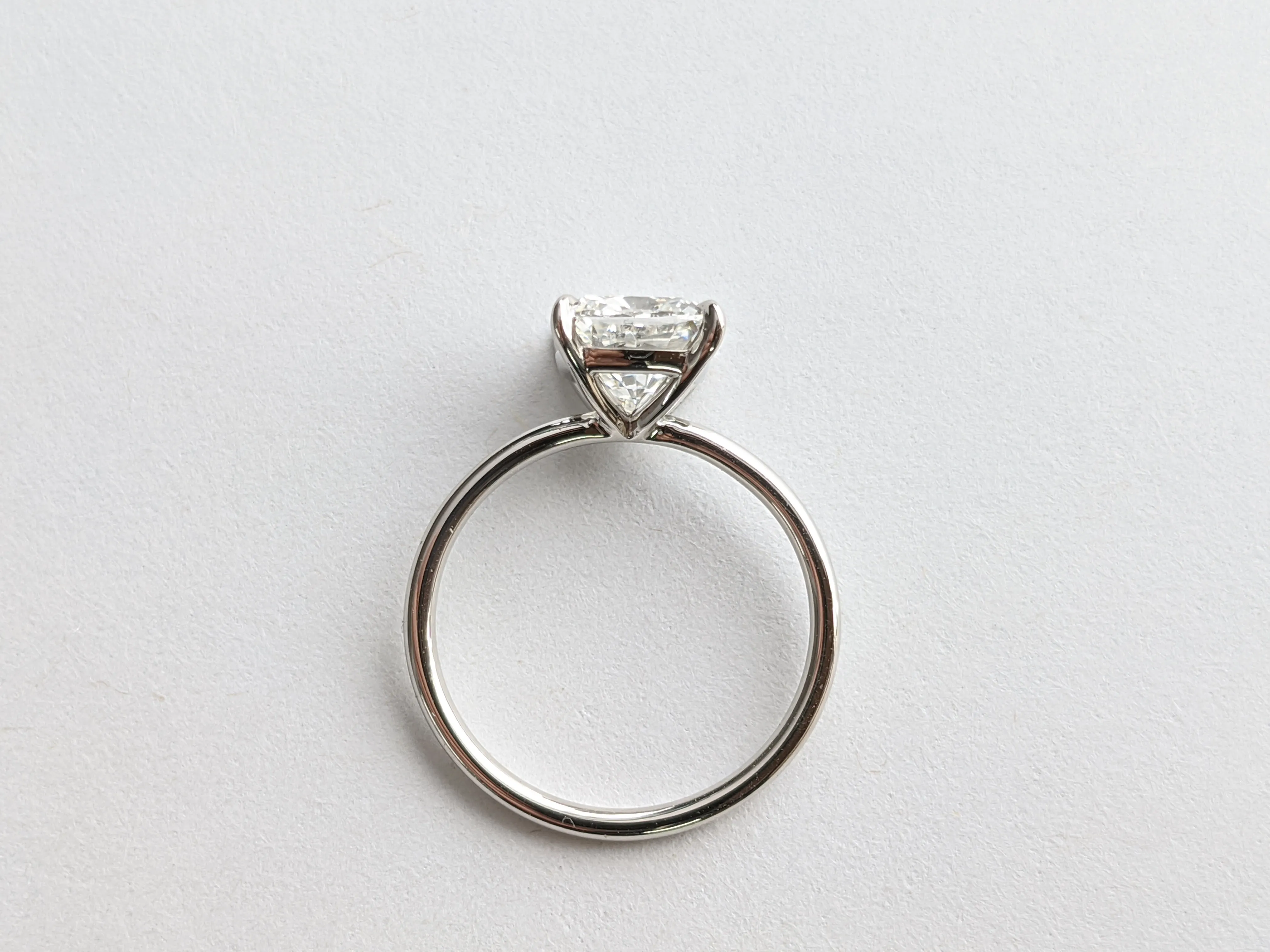 GIA Certified 2.02 Carat Cushion Diamond Thin Low Setting in Platinum 950