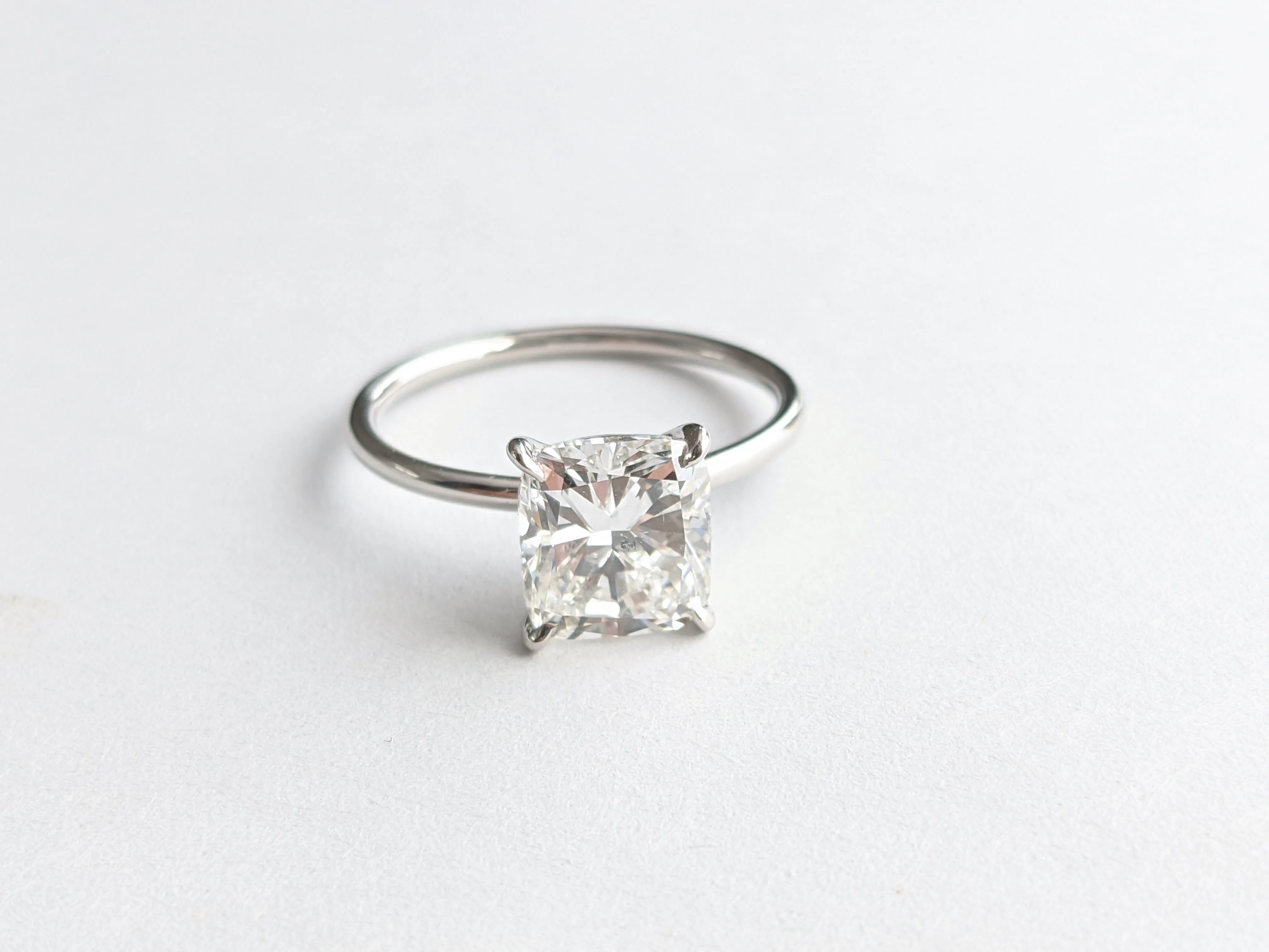 GIA Certified 2.02 Carat Cushion Diamond Thin Low Setting in Platinum 950