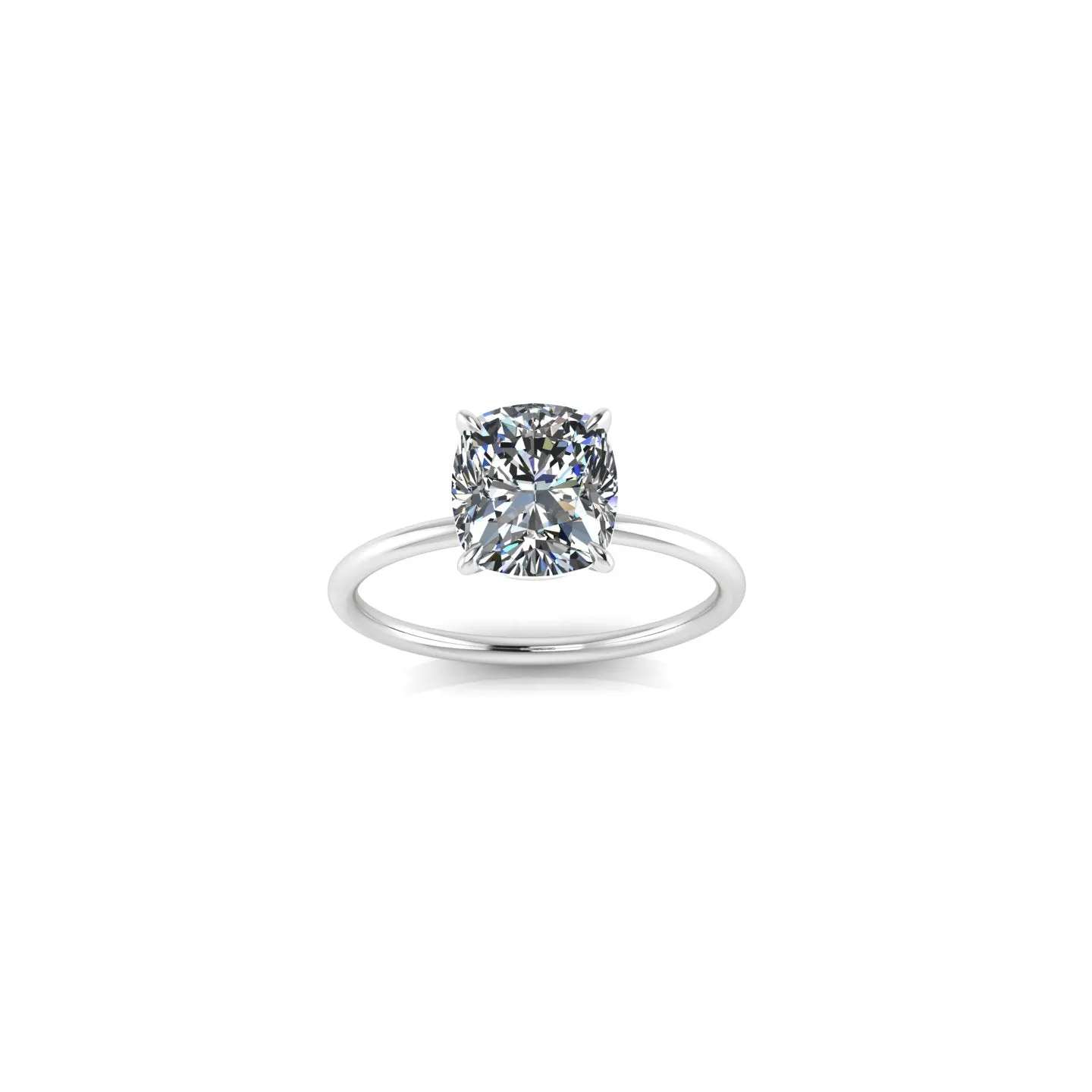 GIA Certified 2.02 Carat Cushion Diamond Thin Low Setting in Platinum 950