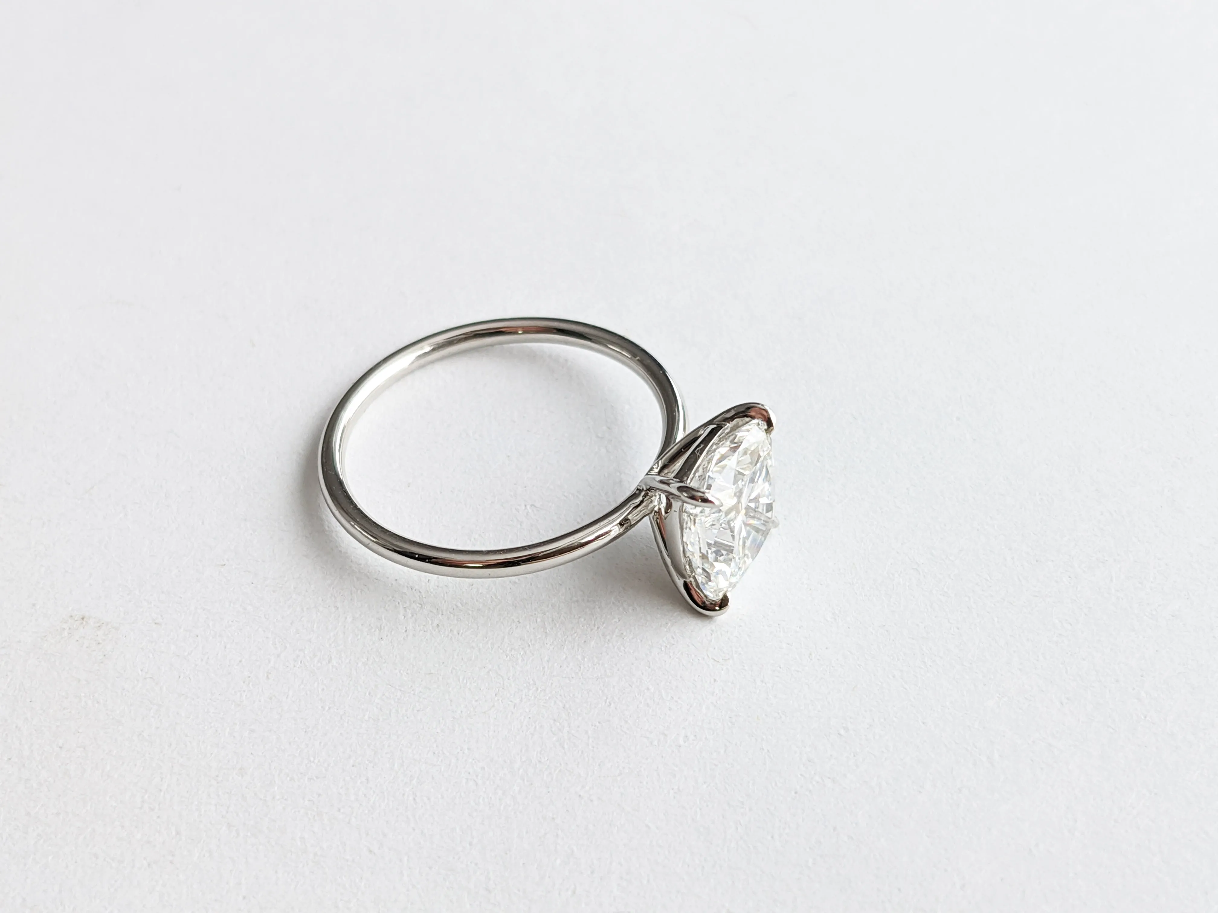 GIA Certified 2.02 Carat Cushion Diamond Thin Low Setting in Platinum 950