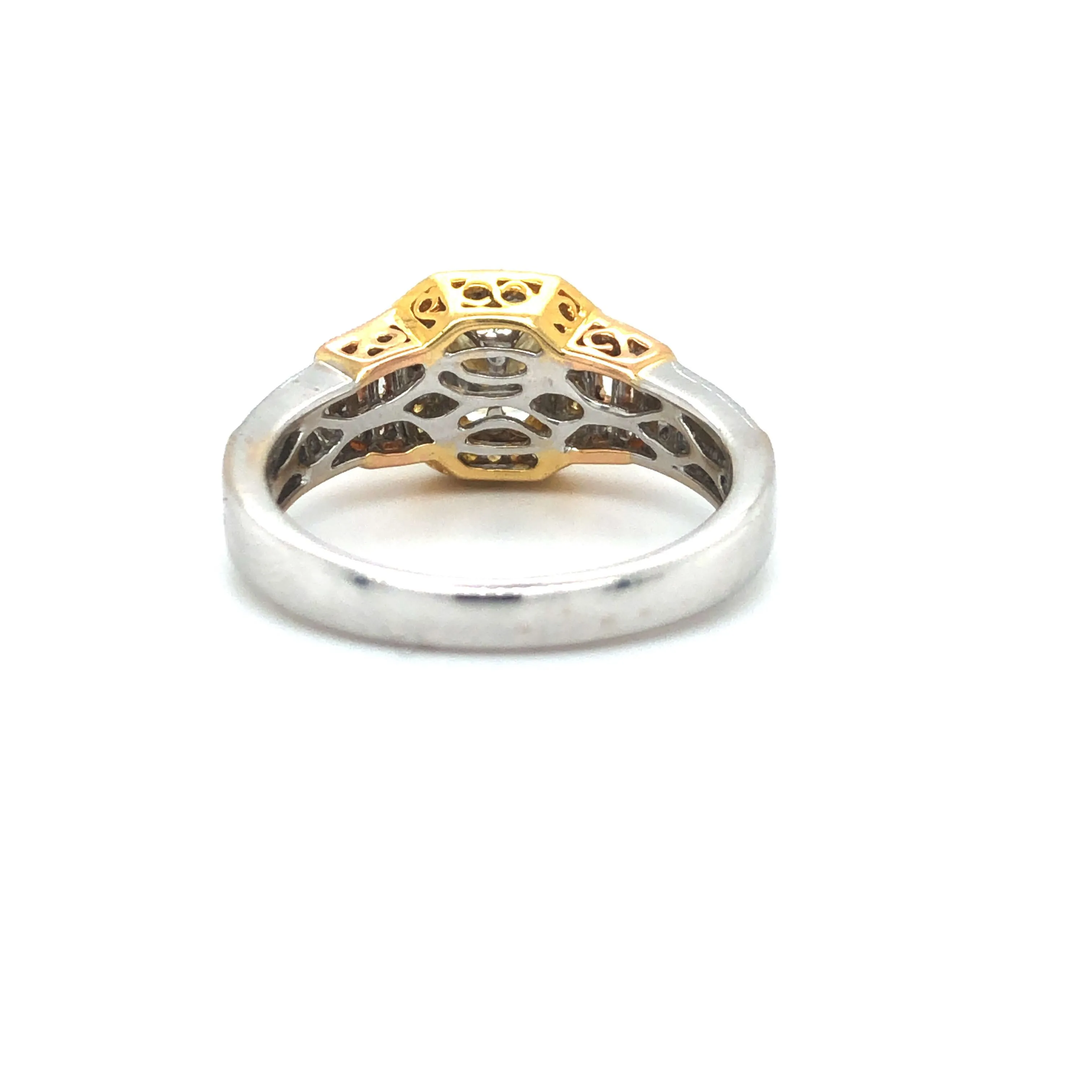 GIA Yellow Radiant Diamond Halo Engagement Ring 18k Tricolor Gold Sz 6.75