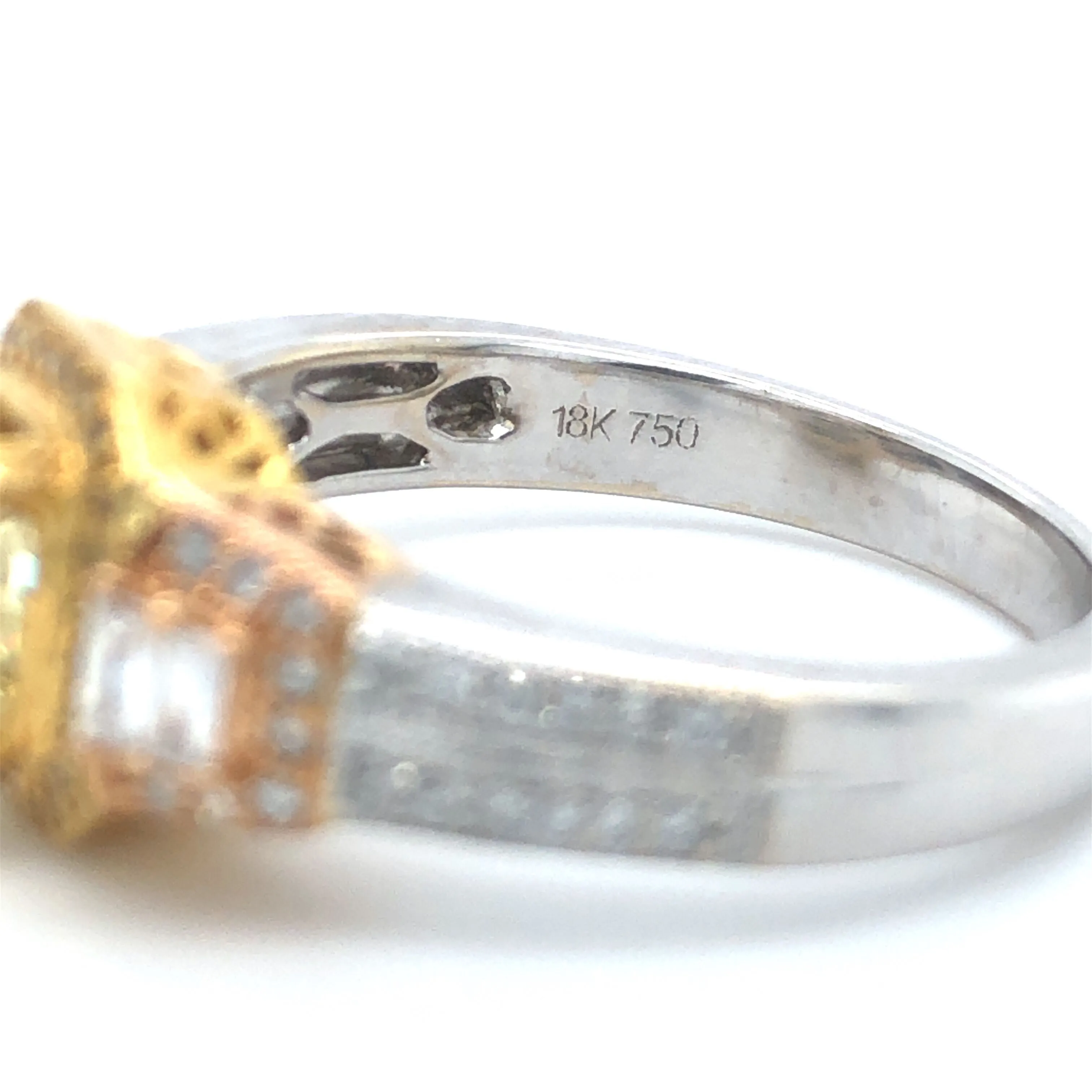 GIA Yellow Radiant Diamond Halo Engagement Ring 18k Tricolor Gold Sz 6.75
