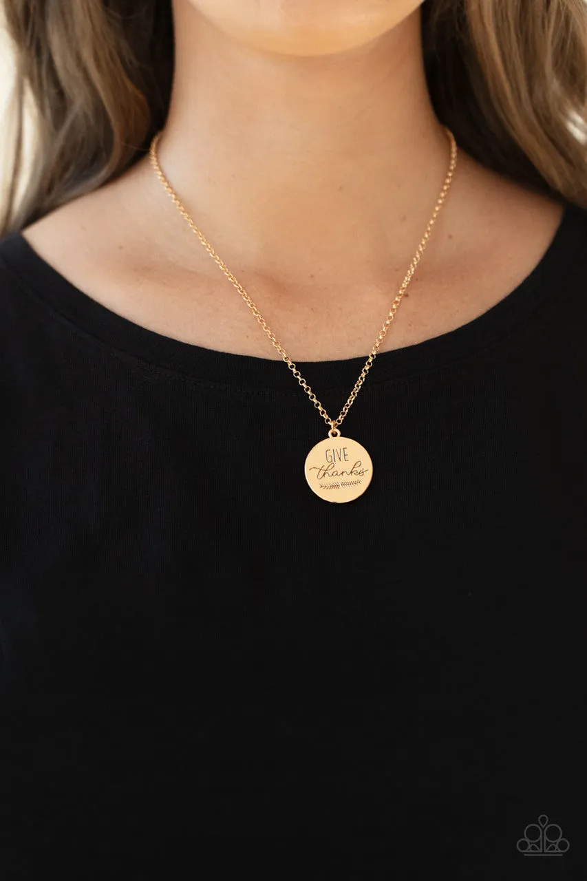 Give Thanks Gold Paparazzi Necklace