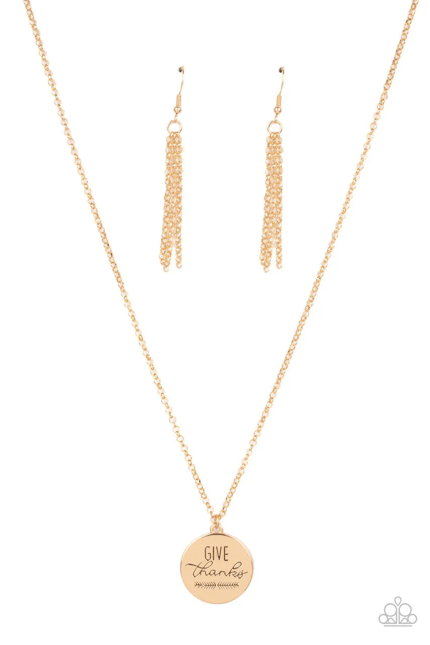 Give Thanks Gold Paparazzi Necklace