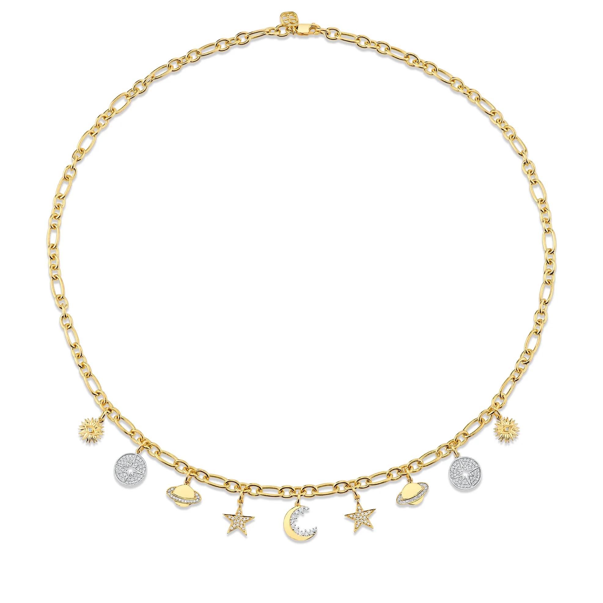 Gold & Diamond Celestial Multi-Charm Necklace