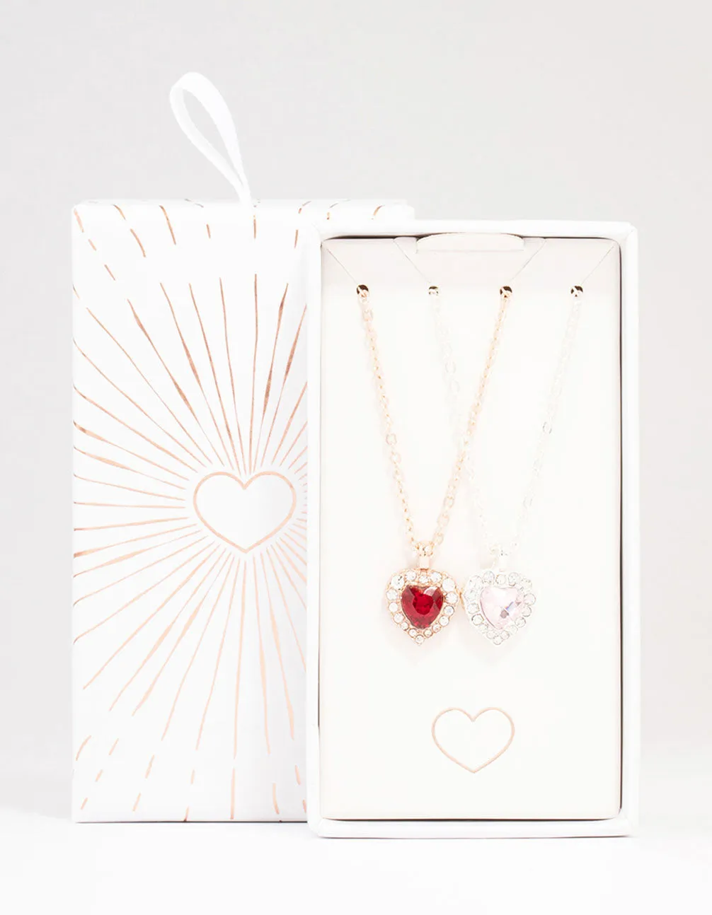 Gold & Silver Mixed Metal Heart Halo Necklace Pack