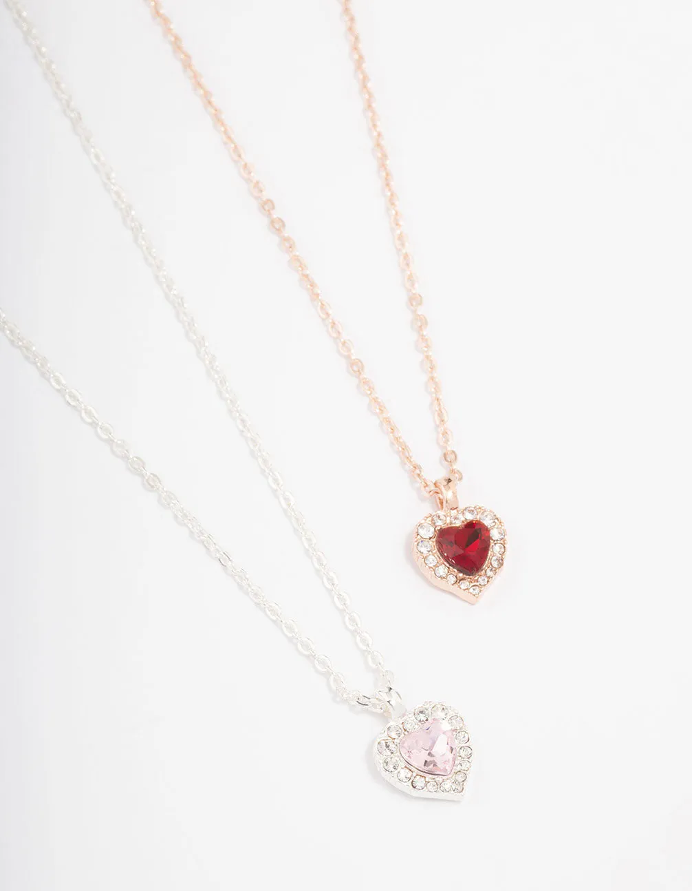 Gold & Silver Mixed Metal Heart Halo Necklace Pack
