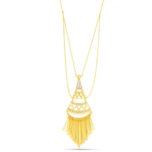 GOLD AND SILVER TONE METAL TASSEL  NECKLACES #SWR-CP2893GLD (HG1)