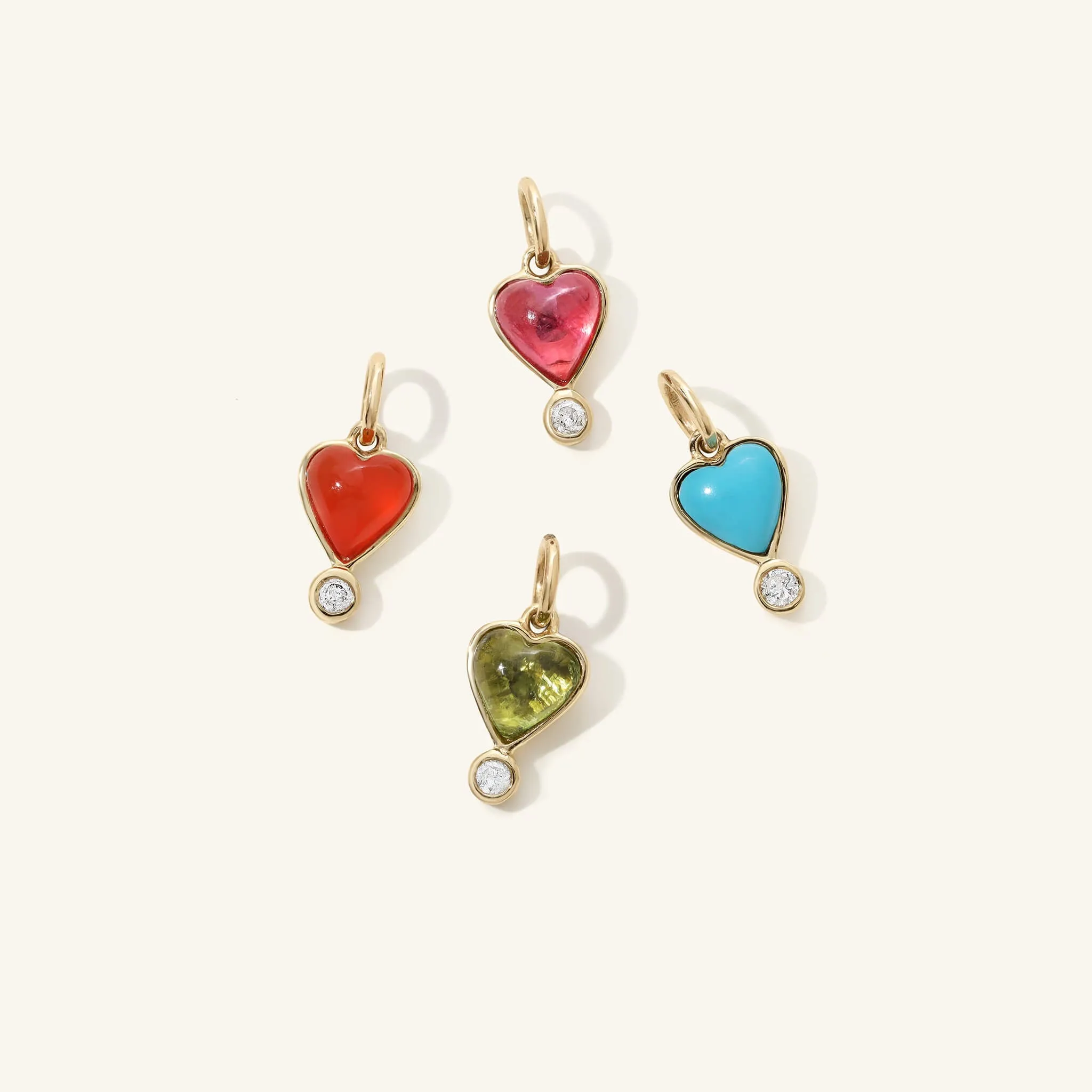 Gold Carnelian "Byrdie" Heart Pendant with Diamond Detail