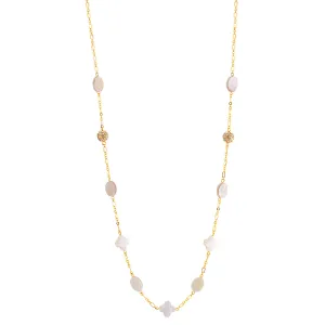 GOLD CRYSTAL FIRE BALL AND MOTHER OF PEARL  NECKLACES #HNN88281-1GDNA (HD18)