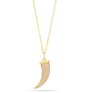 GOLD CRYSTAL HORN PENDANT  NECKLACES #HNN87735GD (EG4)