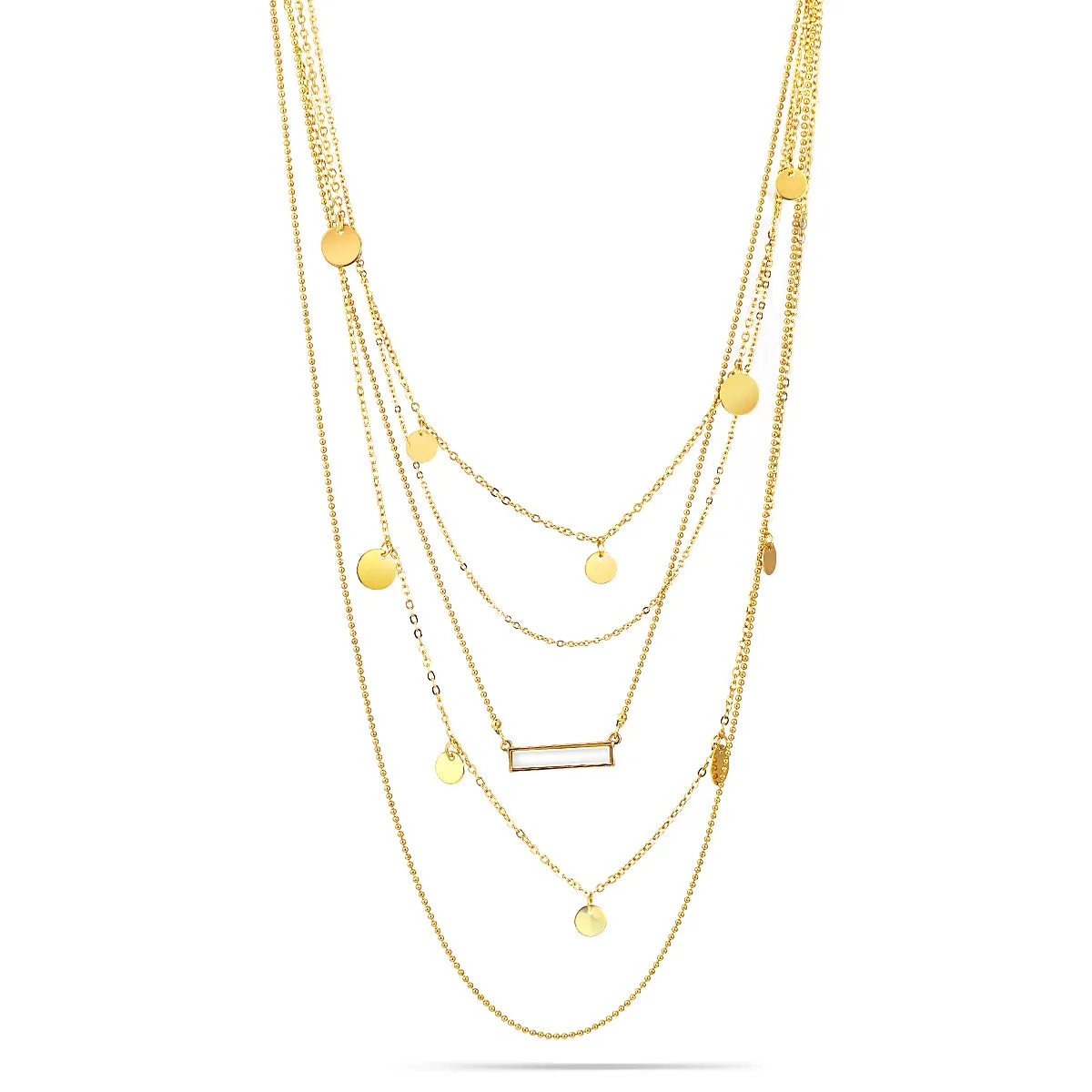 GOLD EARRINGS AND LAYERED  NECKLACES #SQ4201G (NF13)