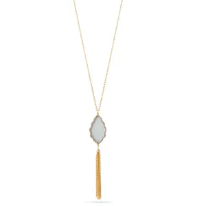 GOLD GLITTER PENDANT TASSEL NECKLACE #SWKK-11215 (LF20)